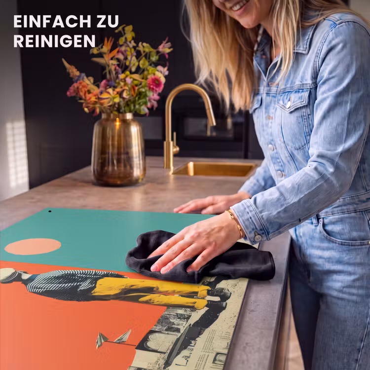 2-in-1 Herdabdeckplatte & Spritzschutz - Retro - Junge - Hund - Rot - Grün - Retro - Jongen - Hond - Rood - Groen Inductie beschemer met haakjes klein