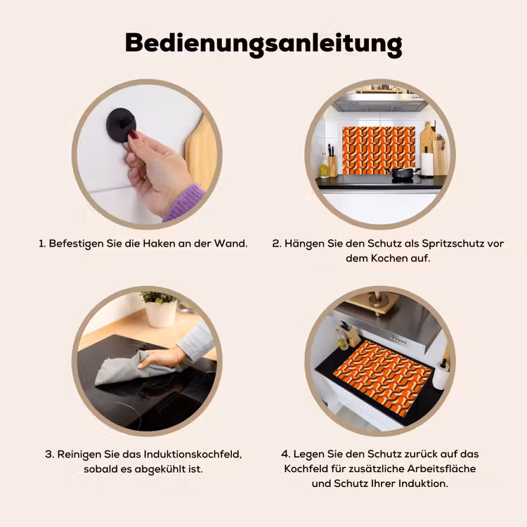 Retro - Modern - Kleurrijk Inductie beschemer met haakjes klein 777 -ky-gebruik-de