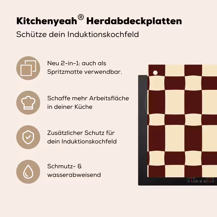 Retro - Patroon - Bruin Inductie beschemer met haakjes klein 777 -ky-usp-de