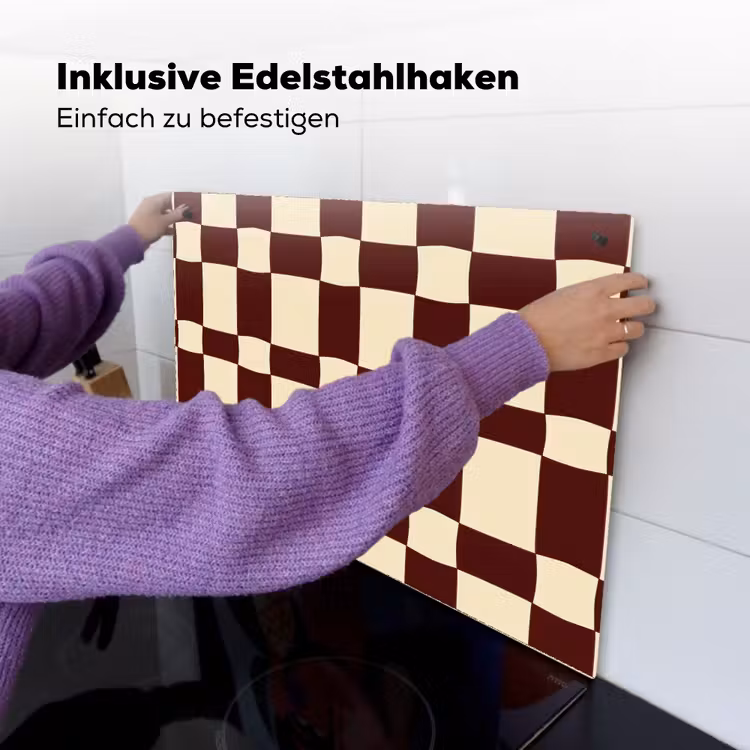 Retro - Patroon - Bruin Inductie beschemer met haakjes klein 777 -ky-ophangen-de