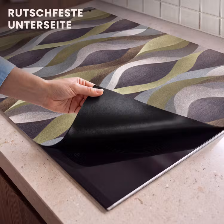 2-in-1 Herdabdeckplatte & Spritzschutz - Retro - Orbits - Bunt - Retro - Banen - Kleurrijk Inductie beschemer met haakjes klein 777