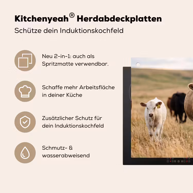 Runderen - Kudde - Landschap - Weide - Rustig Inductie beschemer met haakjes klein -ky-usp-de