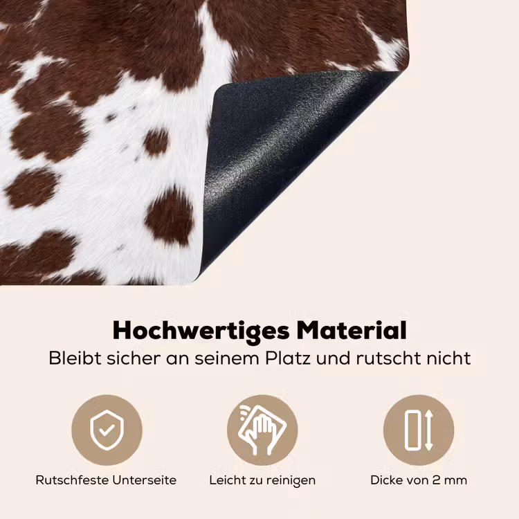 Koeienhuid - Klassiek - Bruin Inductie beschemer met haakjes klein -ky-onderkant-de