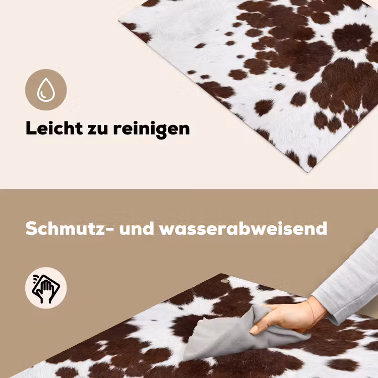 Koeienhuid - Klassiek - Bruin Inductie beschemer met haakjes klein -ky-schoon-de