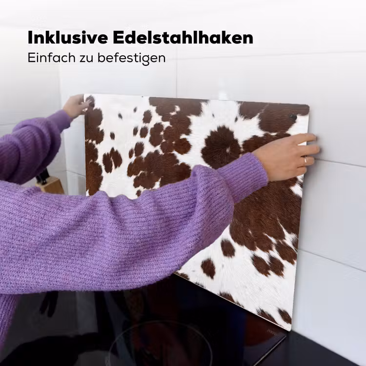 Koeienhuid - Klassiek - Bruin Inductie beschemer met haakjes klein -ky-ophangen-de