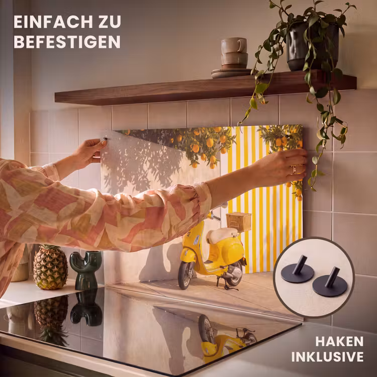 Scooter - Natuur - Zomer - Geel - Mediterraan Inductie beschemer met haakjes klein -ky-ophangen-de