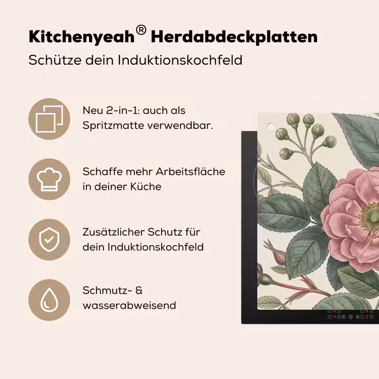 Romantisch - Design - Kleurrijk Inductie beschemer met haakjes klein -ky-usp-de