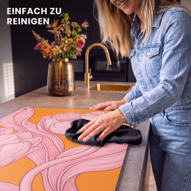 2-in-1 Herdabdeckplatte & Spritzschutz - Rosa Blumen – Modern - Roze bloemen - Modern Inductie beschemer met haakjes klein