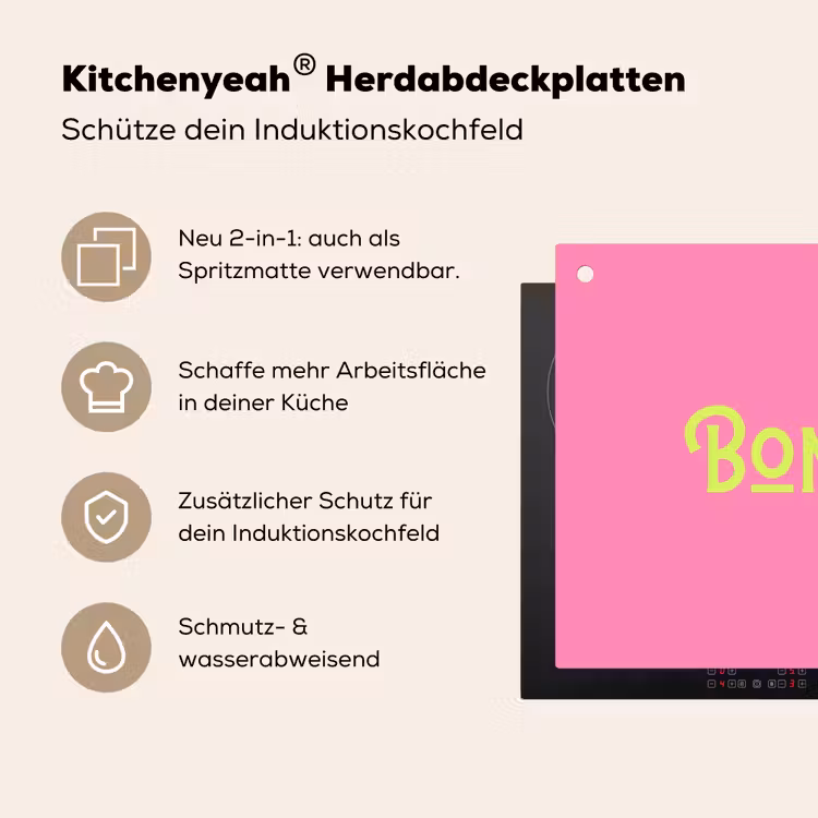 Roze - Groene Bonjour - art-deco Inductie beschemer met haakjes klein -ky-usp-de
