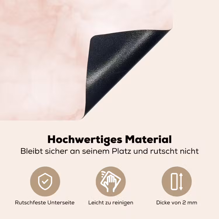 Roze - Marmer - Crème Inductie beschemer met haakjes klein 777 -ky-onderkant-de