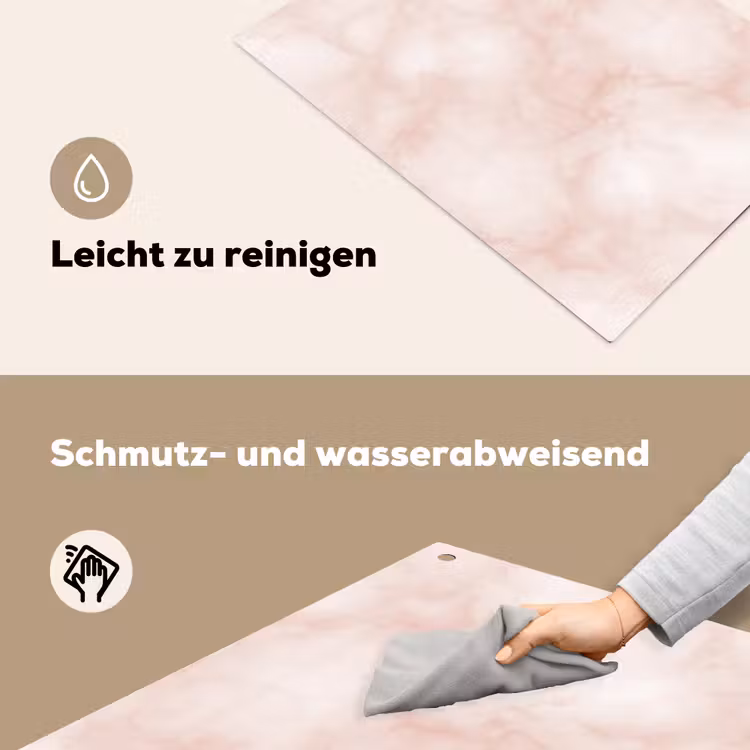 Roze - Marmer - Crème Inductie beschemer met haakjes klein 777 -ky-schoon-de