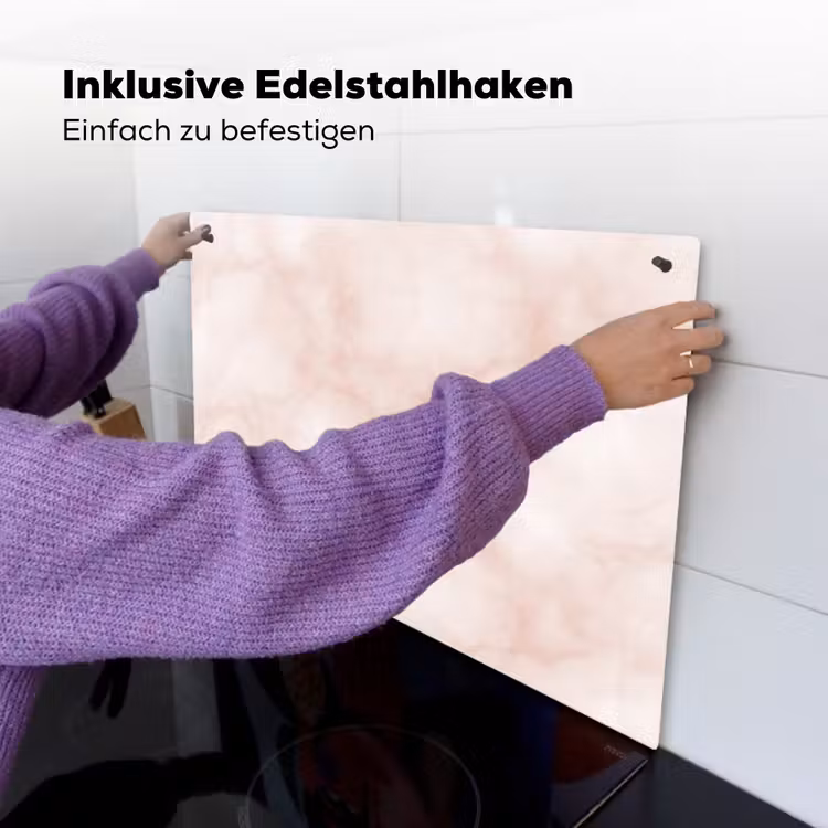 Roze - Marmer - Crème Inductie beschemer met haakjes klein 777 -ky-ophangen-de