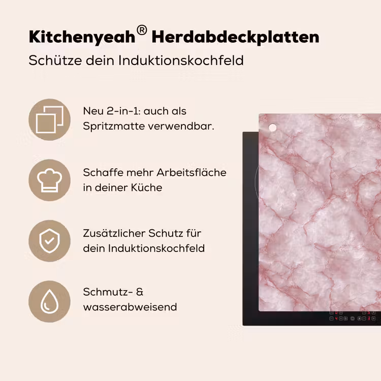 Roze - Kwartsmarmer - Aders Inductie beschemer met haakjes klein 777 -ky-usp-de
