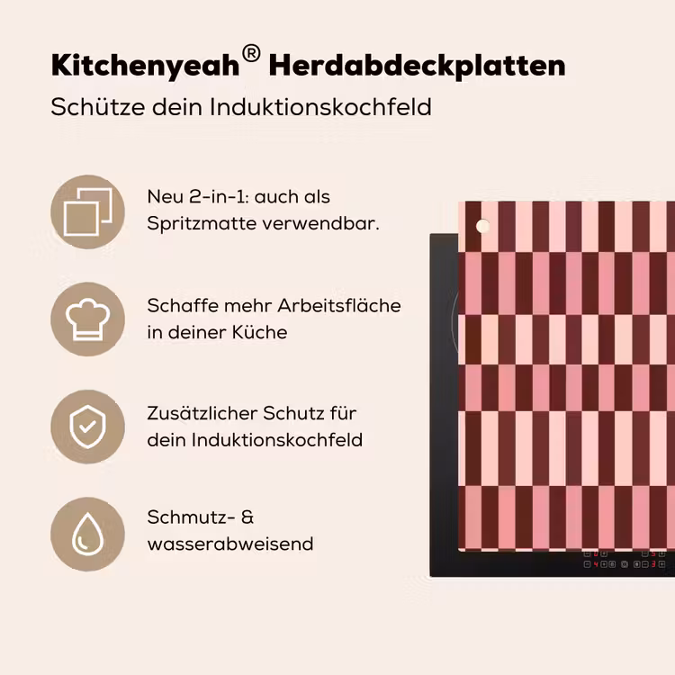 Roze - Rood - Blokjes Inductie beschemer met haakjes klein 777 -ky-usp-de