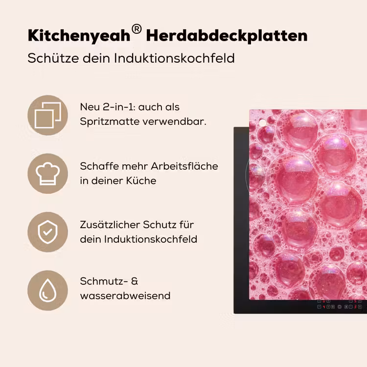 Roze - Schuim - Bubbels Inductie beschemer met haakjes klein -ky-usp-de
