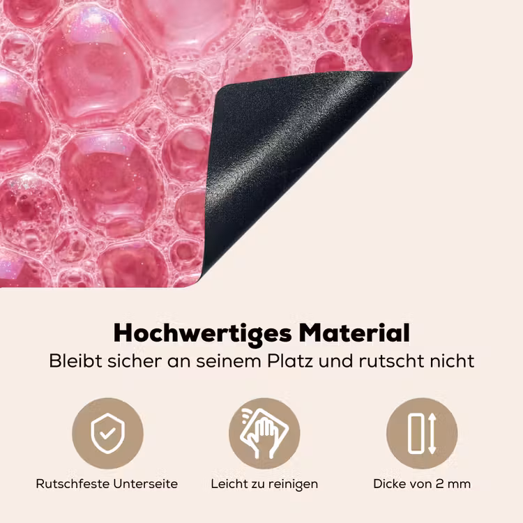 Roze - Schuim - Bubbels Inductie beschemer met haakjes klein -ky-onderkant-de