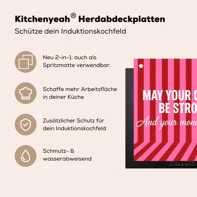 Roze - Strepen - Koffie - Maandag Inductie beschemer met haakjes klein -ky-usp-de