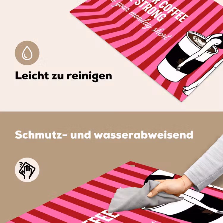 Roze - Strepen - Koffie - Maandag Inductie beschemer met haakjes klein -ky-schoon-de