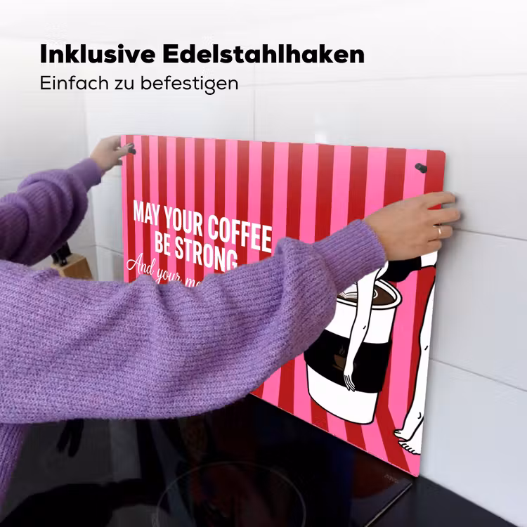 Roze - Strepen - Koffie - Maandag Inductie beschemer met haakjes klein -ky-ophangen-de