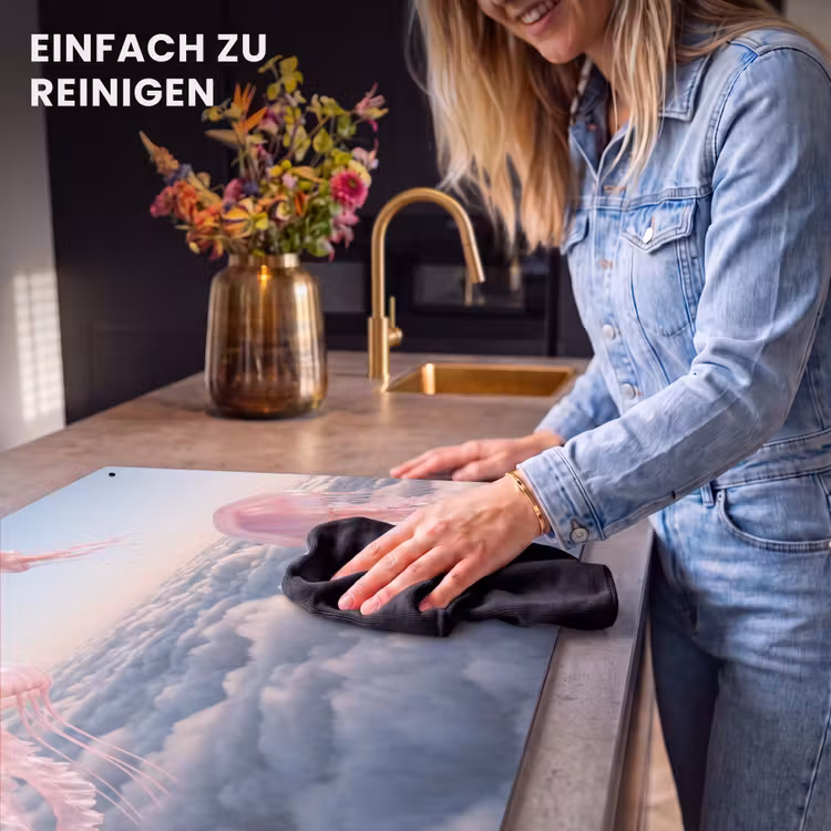 2-in-1 Herdabdeckplatte & Spritzschutz - Rosa Tier – Wolken - Roze dier - Wolken Inductie beschemer met haakjes klein