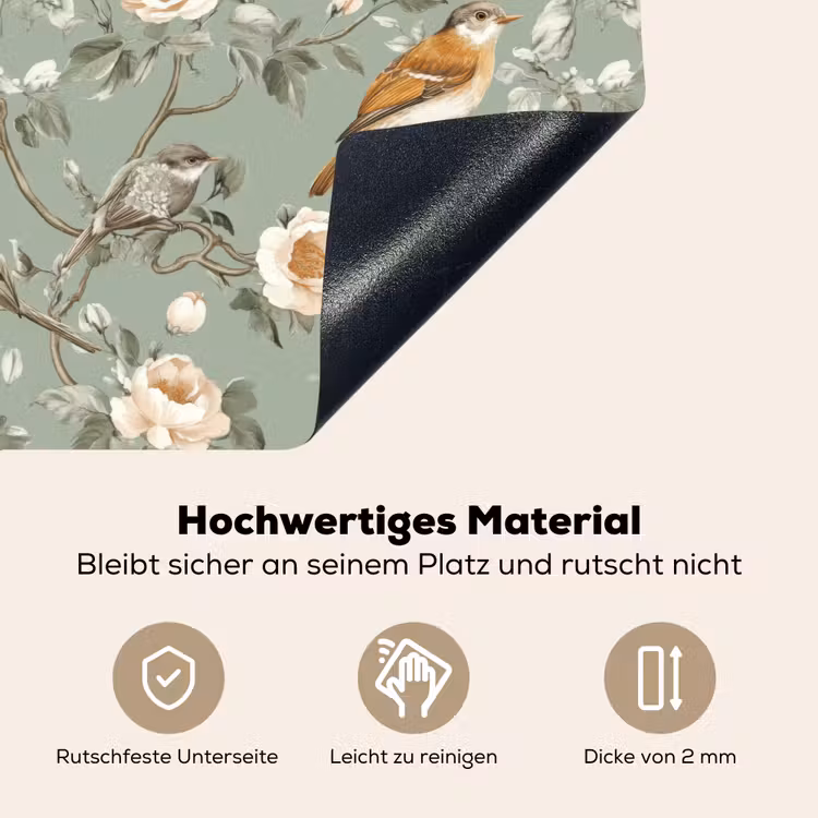 Roze - Vogels - Kleurrijk Inductie beschemer met haakjes klein 777 -ky-onderkant-de
