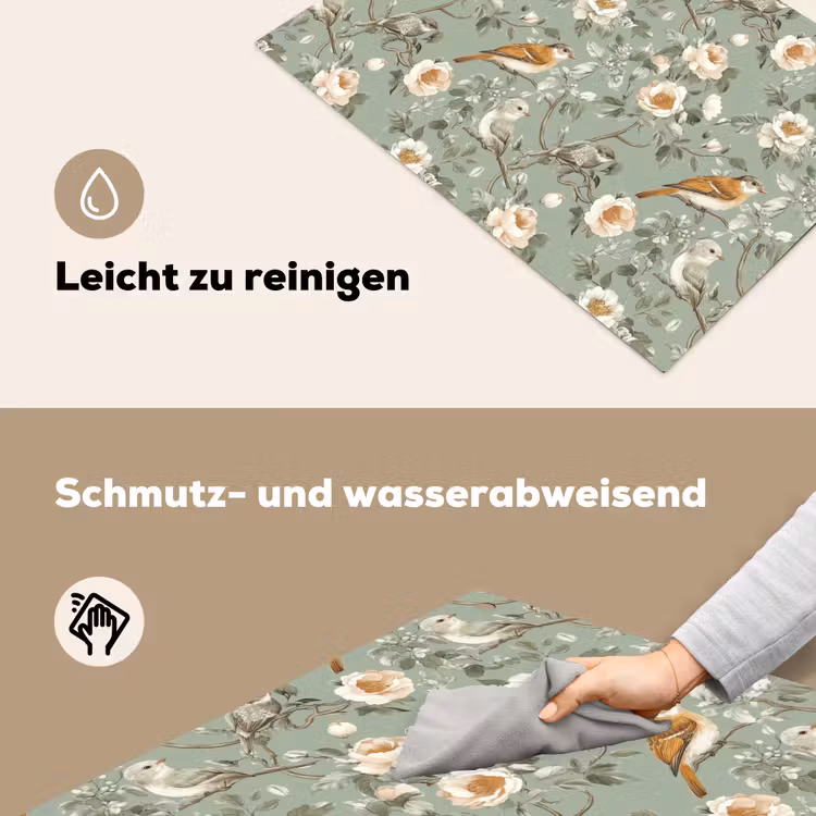 Roze - Vogels - Kleurrijk Inductie beschemer met haakjes klein 777 -ky-schoon-de