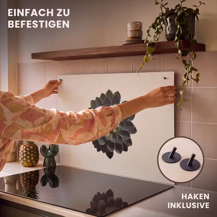 2-in-1 Herdabdeckplatte & Spritzschutz - Rosette - Kreisförmig - Dunkelgrün - Rozet - Cirkelvormig - Donkergroen Inductie beschemer met haakjes klein