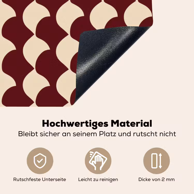 Rood - Tegelpatroon - Crème Inductie beschemer met haakjes klein 777 -ky-onderkant-de