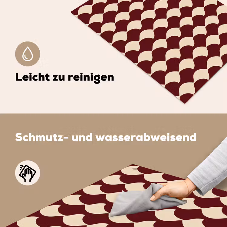 Rood - Tegelpatroon - Crème Inductie beschemer met haakjes klein 777 -ky-schoon-de