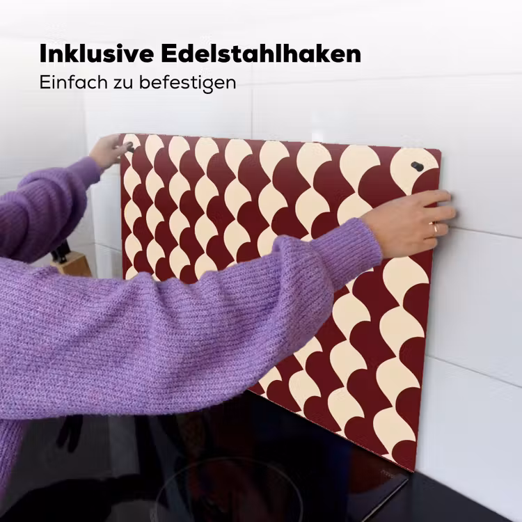 Rood - Tegelpatroon - Crème Inductie beschemer met haakjes klein 777 -ky-ophangen-de