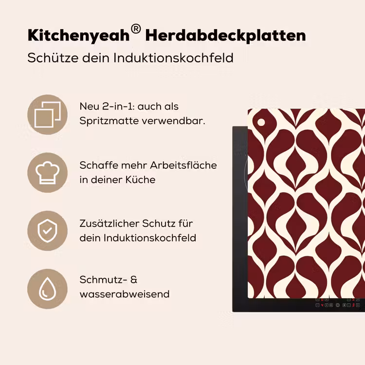 Rood - Druppelpatroon - Grafisch Inductie beschemer met haakjes klein 777 -ky-usp-de