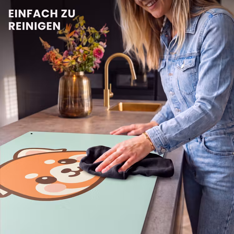 2-in-1 Herdabdeckplatte & Spritzschutz - Roter Panda - Grün - Cartoon - Rode panda - Groen - Cartoon Inductie beschemer met haakjes klein