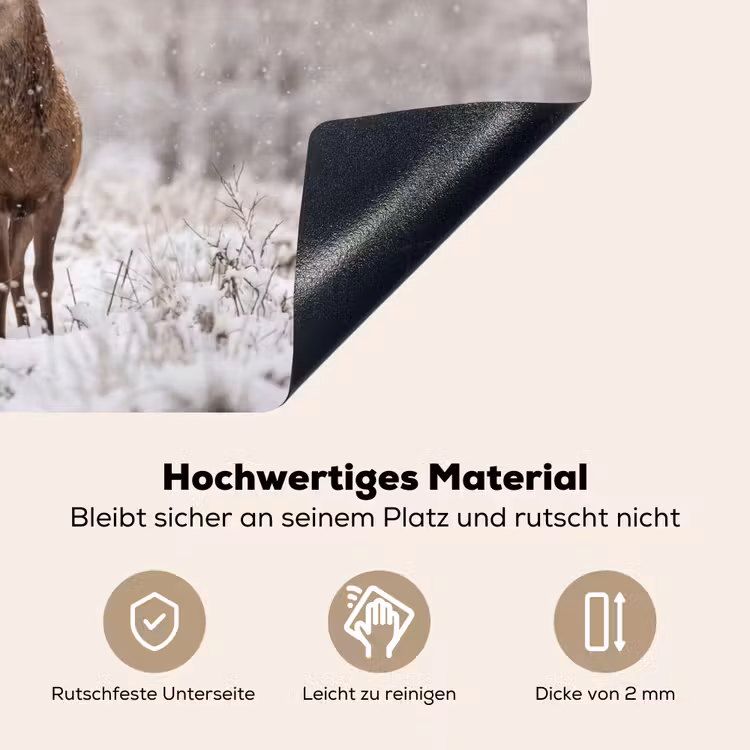 Edelhert - Bos - Sneeuw - Winter - Majestueus Inductie beschemer met haakjes klein -ky-onderkant-de