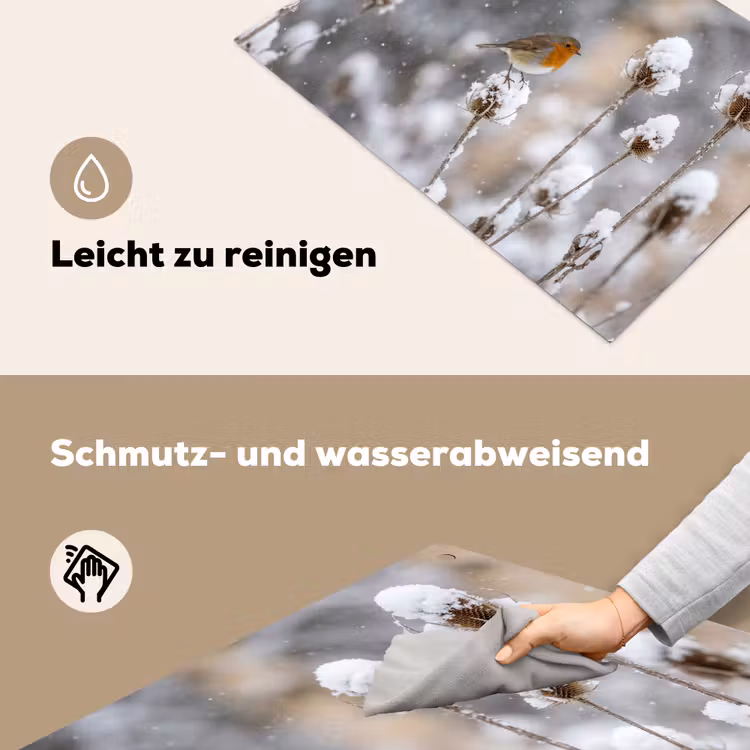 Roodborstje - Gedroogde bloem - Sneeuw - Winter - Vertederend Inductie beschemer met haakjes klein -ky-schoon-de