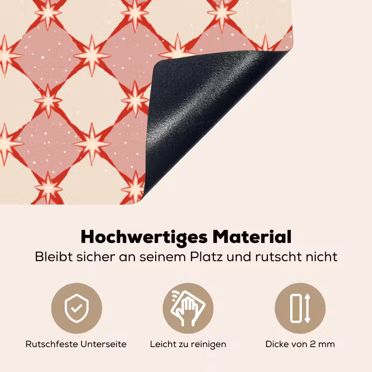 Ruiten - Sterren - Vintage - Oudroze - Rood Inductie beschemer met haakjes klein 777 -ky-onderkant-de