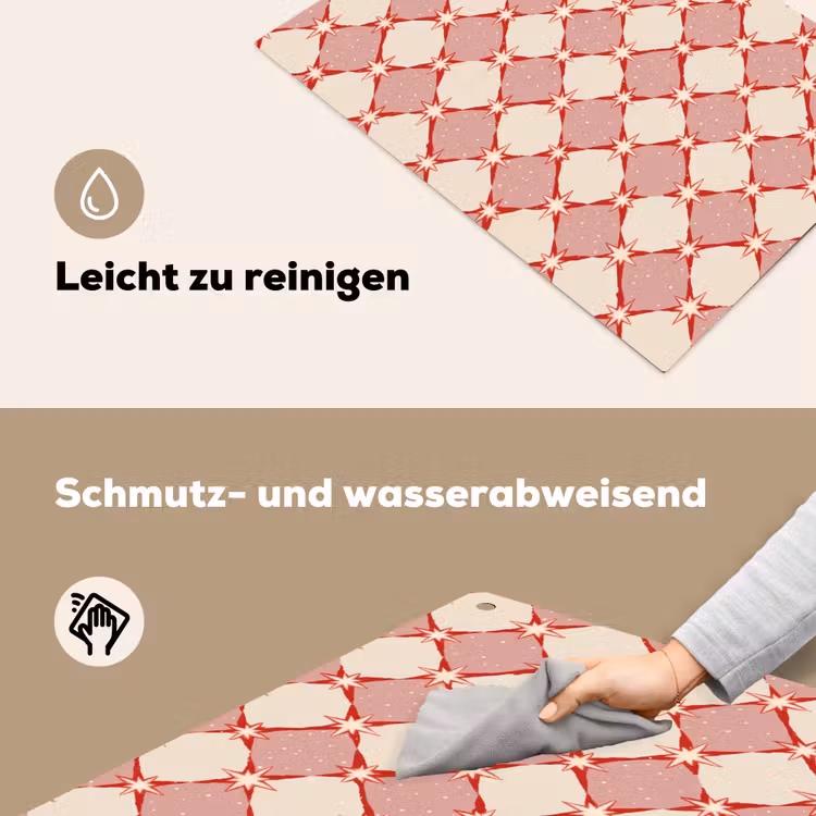 Ruiten - Sterren - Vintage - Oudroze - Rood Inductie beschemer met haakjes klein 777 -ky-schoon-de