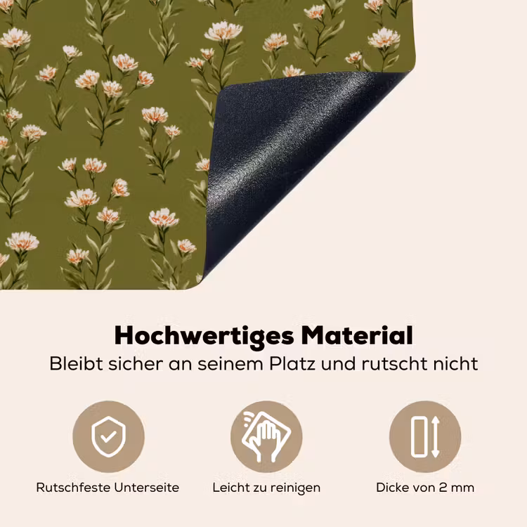 Landelijk - Bloemen - Groen Inductie beschemer met haakjes klein 777 -ky-onderkant-de