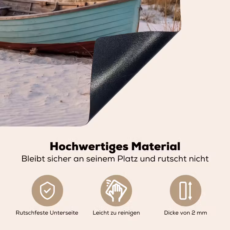 Rustiek - Roeiboot - Zandstrand Inductie beschemer met haakjes klein -ky-onderkant-de