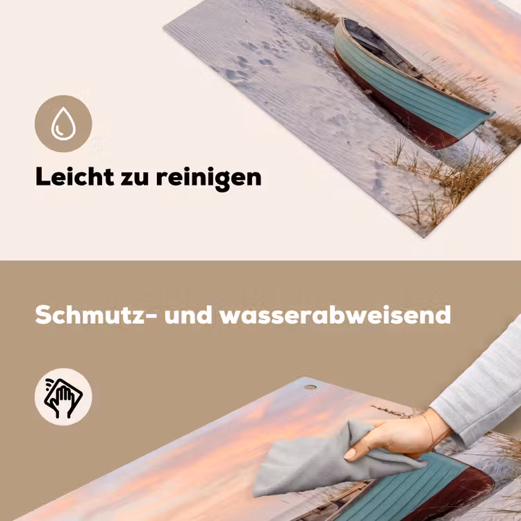 Rustiek - Roeiboot - Zandstrand Inductie beschemer met haakjes klein -ky-schoon-de