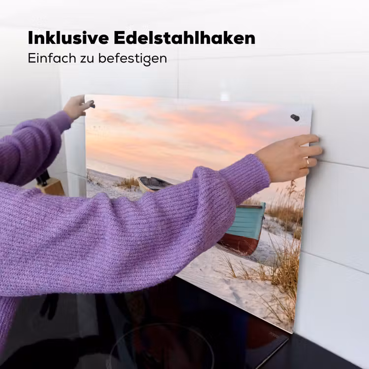 Rustiek - Roeiboot - Zandstrand Inductie beschemer met haakjes klein -ky-ophangen-de