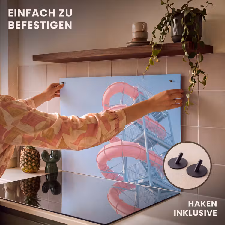Glijbaan - Waterpark - Spiraal - Modern - Roze Inductie beschemer met haakjes klein -ky-ophangen-de