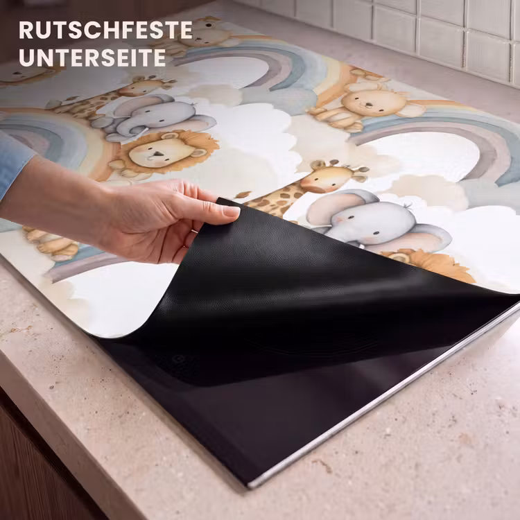 2-in-1 Herdabdeckplatte & Spritzschutz - Safari - Regenbogen - Farbenfroh - Safari - Regenboog - Kleurrijk Inductie beschemer met haakjes klein 777