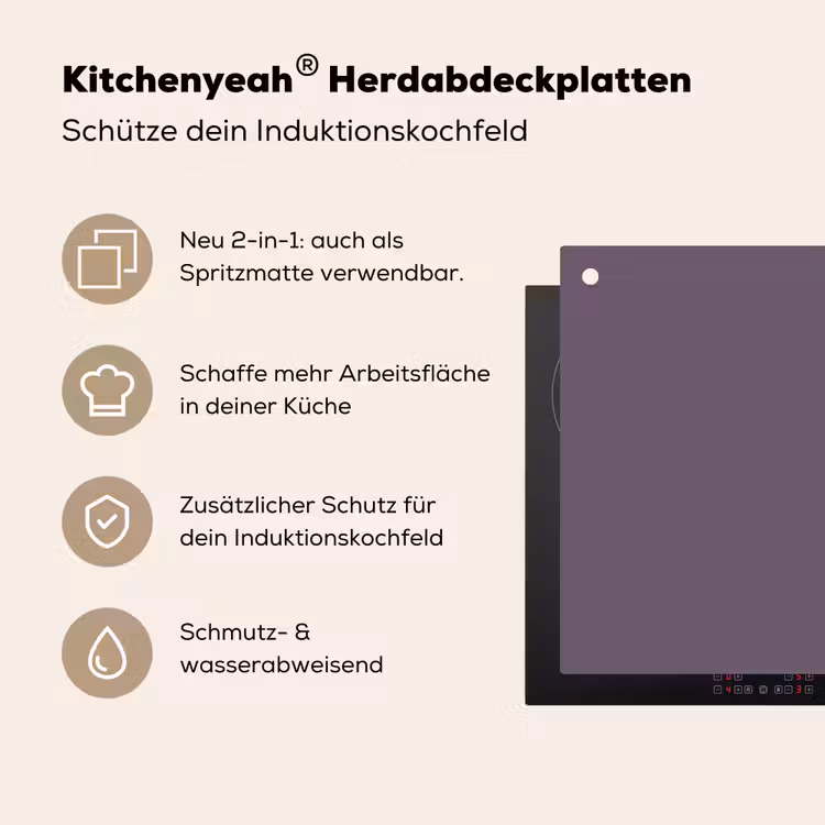 Velvet - Aubergine - Paars Inductie beschemer met haakjes klein 777 -ky-usp-de