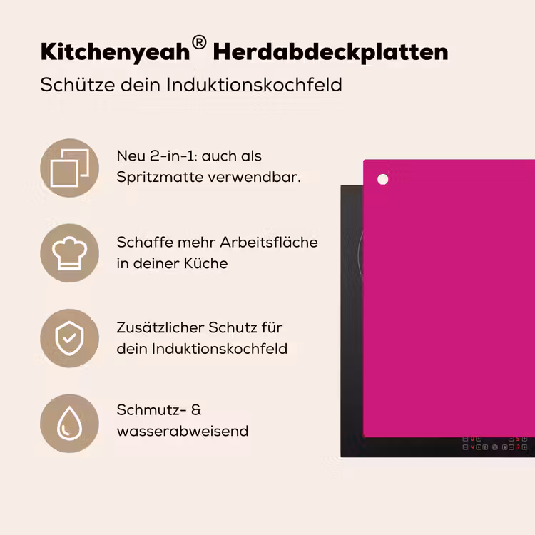 Velvet - Magenta - Roze Inductie beschemer met haakjes klein 777 -ky-usp-de