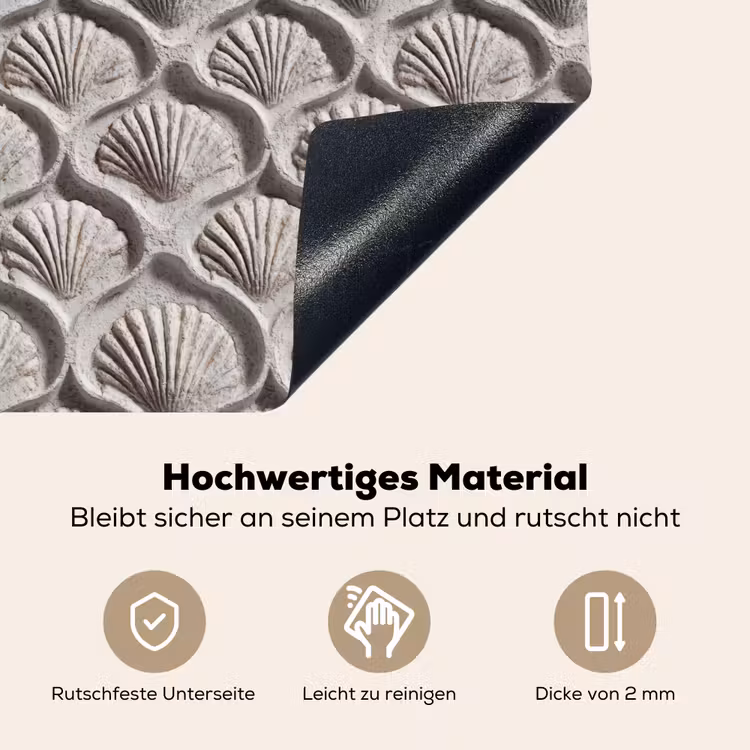Zand - Schelpenvorm - Grijs Inductie beschemer met haakjes klein 777 -ky-onderkant-de