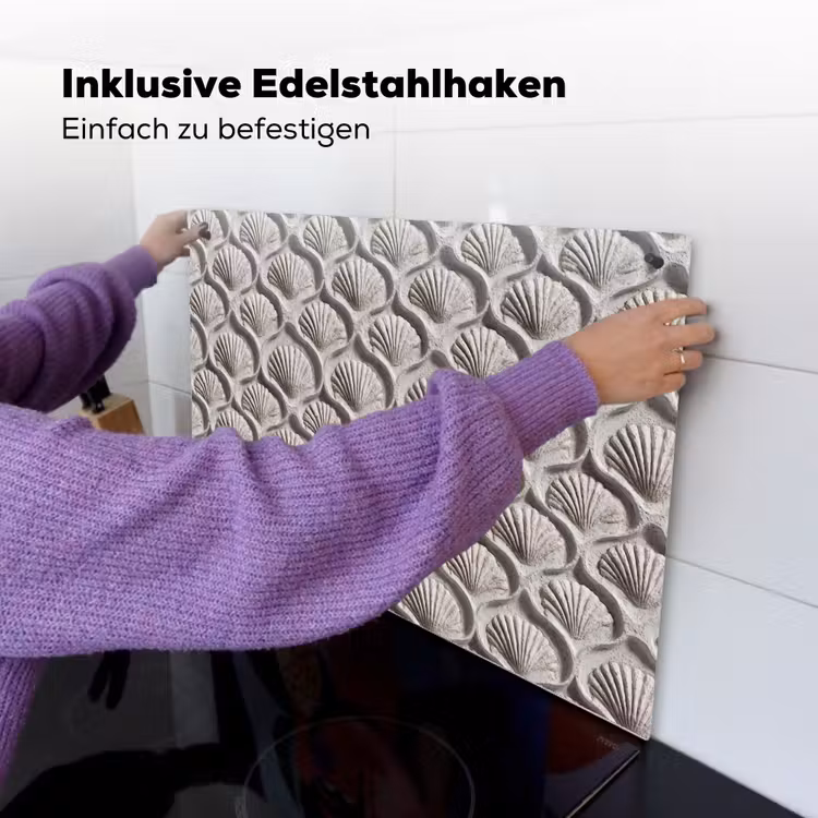 Zand - Schelpenvorm - Grijs Inductie beschemer met haakjes klein 777 -ky-ophangen-de