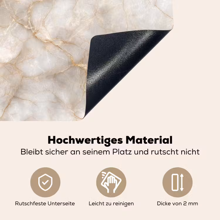 Zandkleurig - Marmer - Natuursteen Inductie beschemer met haakjes klein 777 -ky-onderkant-de