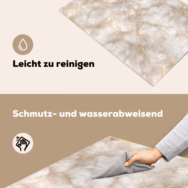 Zandkleurig - Marmer - Natuursteen Inductie beschemer met haakjes klein 777 -ky-schoon-de