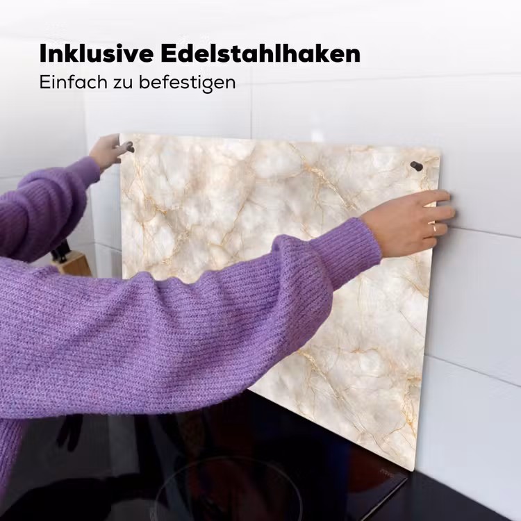 Zandkleurig - Marmer - Natuursteen Inductie beschemer met haakjes klein 777 -ky-ophangen-de