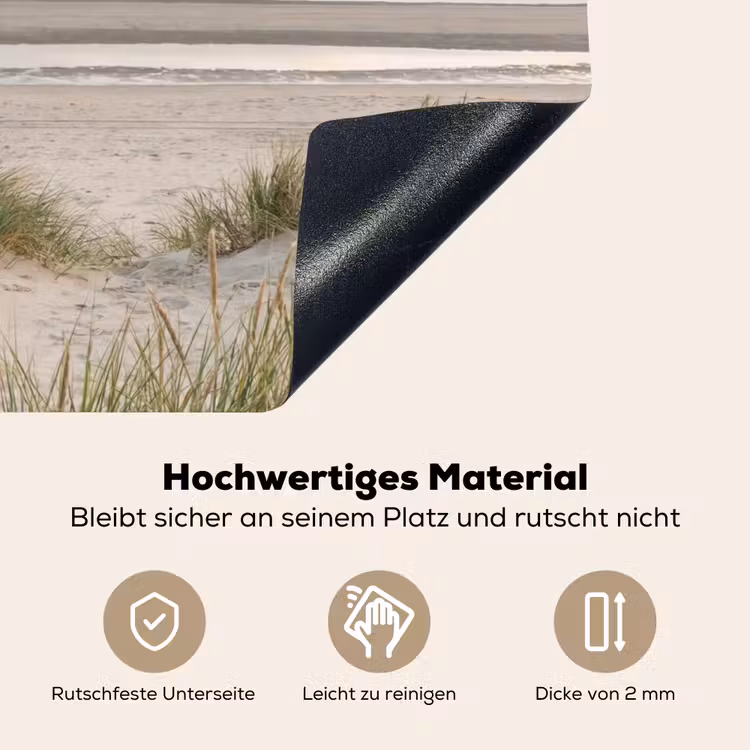Zandstrand - Bewolkt - Duinen Inductie beschemer met haakjes klein -ky-onderkant-de